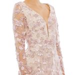 Mac Duggal NWT 70224 Pink Floral Applique Long Sleeve Illusion Gown Size 8 Photo 0