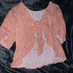 American Eagle Floral Tie Front Babydoll Blouse Top Photo 0