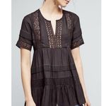 Maeve Anthropologie  Women's Black Lace Tiered Blouse Size S Photo 0