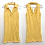 ZARA  Perforated Chenille Collared Polo Mini Dress Yellow Sleeveless Knit Bodycon Photo 3