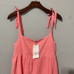 ZARA Bubble Gum Bohemian Tiered Long Straight Neckline 100% Cotton Dress Size XL Photo 7