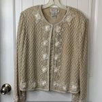 Vintage white cream sequin beaded embellished jacket size 14 bridal formal party Photo 0