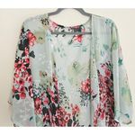Boutique Floral Kimono Womens One Size Duster Sheer Long Hippie Multicolor Green Photo 3