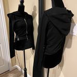 Hoodie Jacket Sweater Sweatshirt Blouse Top Tee Short Cardigan Blazer Black Size M Photo 3