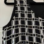 American Vintage Vintage Silk Beaded Sequin Black White Grid Pattern Women's Tank Top Size Small Photo 1