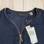 T Tahari  Zip Up Blouse Navy Blue Sz XS NWT Photo 1