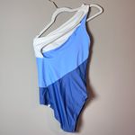 Summersalt  Side Stroke One Shoulder One Piece Swimsuit White Blue 10 Photo 5