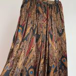 Linda Allard Ellen Tracy *Rare 100% Silk Maxi Skirt Feather Print Vintage Size 4 Black Photo 5