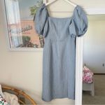 Sachin + Babi NEW  x Dillard’s Jacquard Midi Puff Sleeve Dress Dusty Blue Size 4 Photo 1