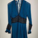 For Love & Lemons Celine Silk Crochet Long Sleeve Mini Dress Photo 2