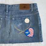 PINK - Victoria's Secret Denim jeans skirt distressed with patchwork​ Photo 3