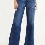 Loft NWT Frayed High Rise Wide Leg Jeans Dark Indigo Wash Sz 34 Photo 0