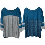 Torrid Cotton Jersey Lace Back Color Block Varsity Stripe Tee Photo 1