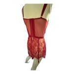 Women’s medium red lace slip teddy lingerie babydoll chemise with garter straps Photo 7