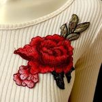 La Gypsy  Thick Ribbed embroidered Rose sweater Photo 2