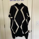 Say What? NWOT Say What Women’s black tan geometric line turtleneck‎ poncho sweater 1 size Photo 5