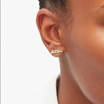 Kate Spade  Better Half Gold Script Stud Earrings NWT Photo 3