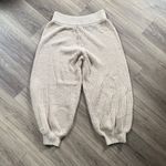 Free People Textured Knit Pants Cream Logan Pass Balloon Joggera LARGE Ribbed Photo 3