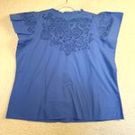 Isaac Mizrahi Shirt Womens Large Blue Eyelet Embroidered Cottagecore Beachy Photo 1