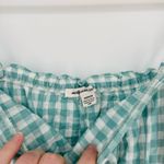 American Eagle ae cottagecore milkmaid peasant cotton linen blend plaid crop top robin egg blue Photo 4