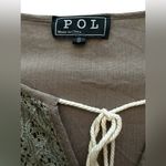 POL NWOT Top Blouse/Mini Dress Tassels closing Collar Olive Green S Photo 4