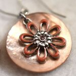 Source Unknown New Pink Abalone Rhinestone Accent Flower Fish Hook Boho Y2k Earrings Photo 2