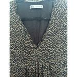 ZARA  Puff Sleeve Blacksand Polkadot Dress Size Large Lined Mini Dress Photo 5