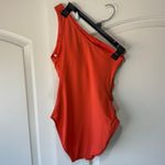 Carmen Marc Valvo One Shoulder Swimsuit Cutout Orange Coral Beaded Padded 6 Photo 3