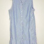 J.Crew Collection Shirt Dress Sleeveless Button Up Stripe Blue White XL Photo 0