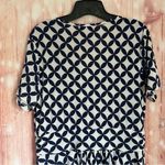 Love by Design Blue Retro Geo Print Mallory Short Sleeve Faux Wrap Dress Photo 11