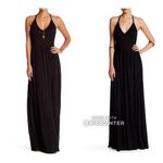 Go Couture  Black Maxi Dress M Medium Halter Tie Neck Photo 1