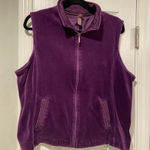 White Stag  Size XL Purple Velvet Velour Full Zip Vest Satin Trim Front Pockets Photo 0