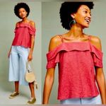 Anthropologie  Maeve Mandalay Open-Shoulder Blouse Pink Geometric Print Sz‎ Small Photo 1