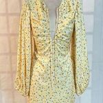 Sabo Skirt luxe NWT xandria yellow satin floral balloon sleeve mini dress size s Photo 0