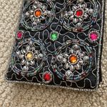 Beaded Bejeweled Embellished Black Clutch Pouch Multicolor Accents Indian EUC Photo 11