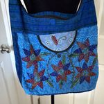 Handmade BoHo Blue Floral Shoulder Bag Photo 1