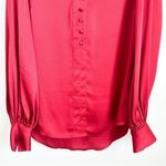 EXPRESS  Satin Silky V neck Button Detail Balloon Sleeve Blouse Top Crimson Med Photo 3