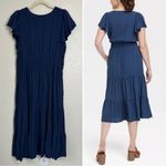 Knox Rose  Navy Blue Flutter Short Sleeves Tiered Midi Dress, Size XL Photo 5
