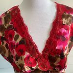 Flora Nikrooz  Vintage Floral Red Pink lace top Size L‎ Photo 10