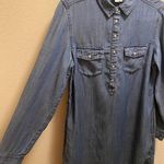 Boden Blue Long Sleeve Jean Collared Linen Blend Shirt Dress Size 6R Photo 5