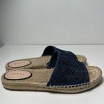 Gucci GG Blue Denim Rhinestone Glitter Slip On Espadrille Slide Sandals Photo 10