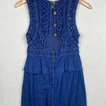 Free People New Romantics Denim High-Neck Cutout Sleeveless Mini Dress Size 0 Photo 4