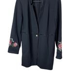 Chico's Jacket Womens Black Embroidered Floral Elegant Chic Size 12/14 Photo 2