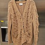 Aritzia 💕 WILFRED💕 Alps Cardigan ~ Pom Pom Cable Knit Antique Beige Small Photo 8