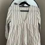 ZARA  White and Brown Striped Long Sleeve Dress Photo 1