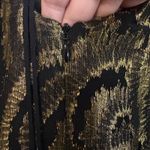 Milly New York Black Gold Metallic Silk Long Sleeve Dress with Tie Back Size 6 Photo 9