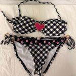 Sofia Cottagecore Gingham Floral Cherry Fairy 2pcs Bikinis Set Swim Beach Summer Black Size XS Photo 0
