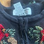 Tiara International VTG Christmas Collection Beaded Cardinals Zip Up Cardigan: L Photo 6