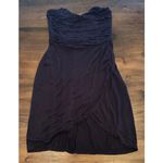 Free People  90s Vintage Black Strapless Sweetheart Tulip Mini Dress Size S Rayon Photo 2