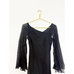 Maggy London Vintage Y2K Black Silk Chiffon Midi Dress Size 4 Whimsigoth Bell Sleeves Euro Photo 3